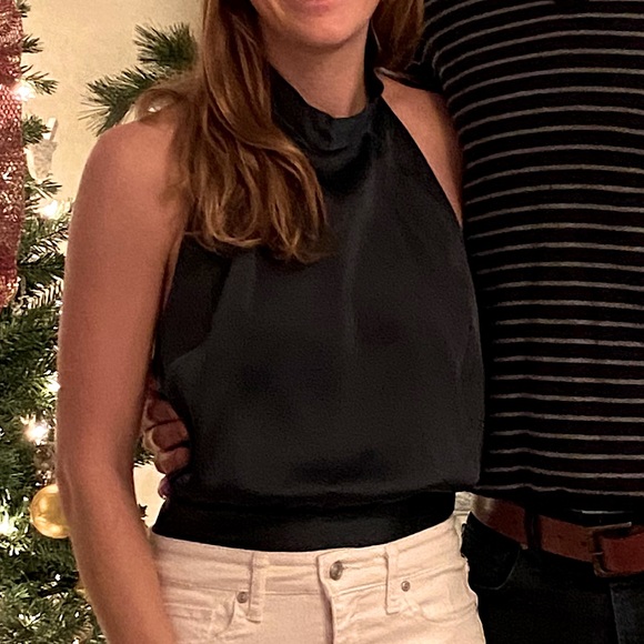 Satin Halter Tie Open Back Top Emerald small - Picture 2 of 2